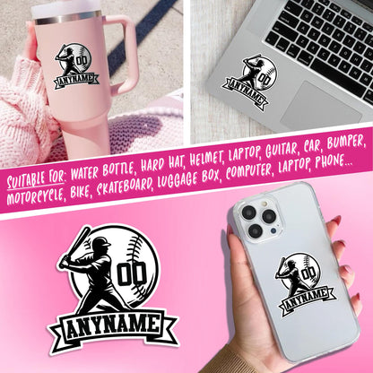 Custom baseball drip sticker with a name and number – view 7
