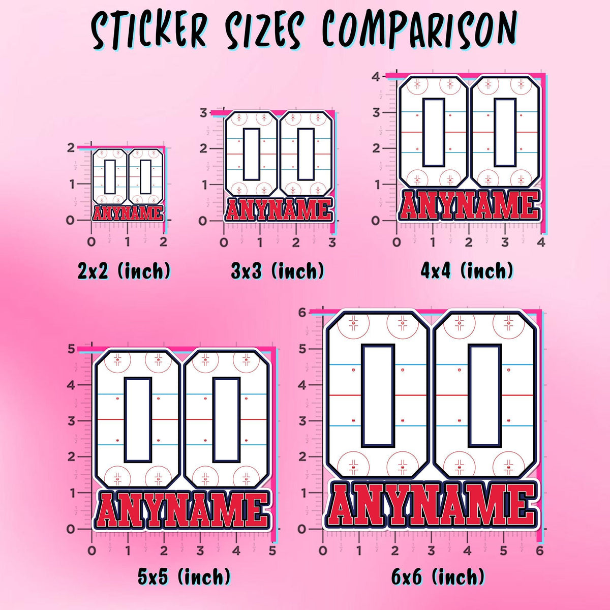 Custom ice hockey player sticker with a name and number – view 2