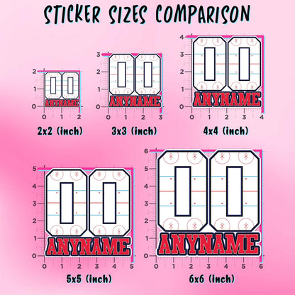 Custom ice hockey player sticker with a name and number – view 2