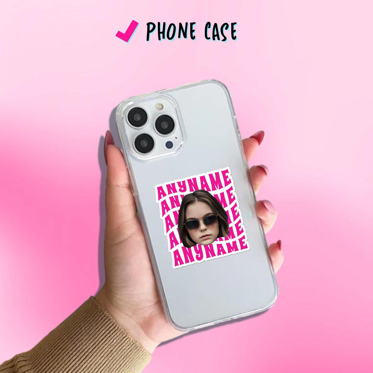 Custom funny face photo name sticker – view 4