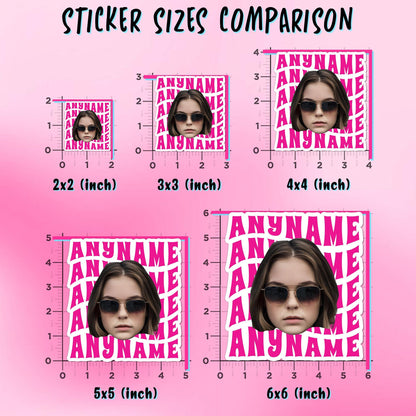 Custom funny face photo name sticker – view 3
