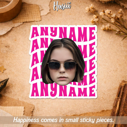 Custom funny face photo name sticker