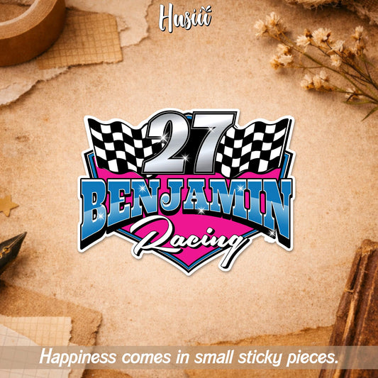Custom motocross number and name sticker in two colors