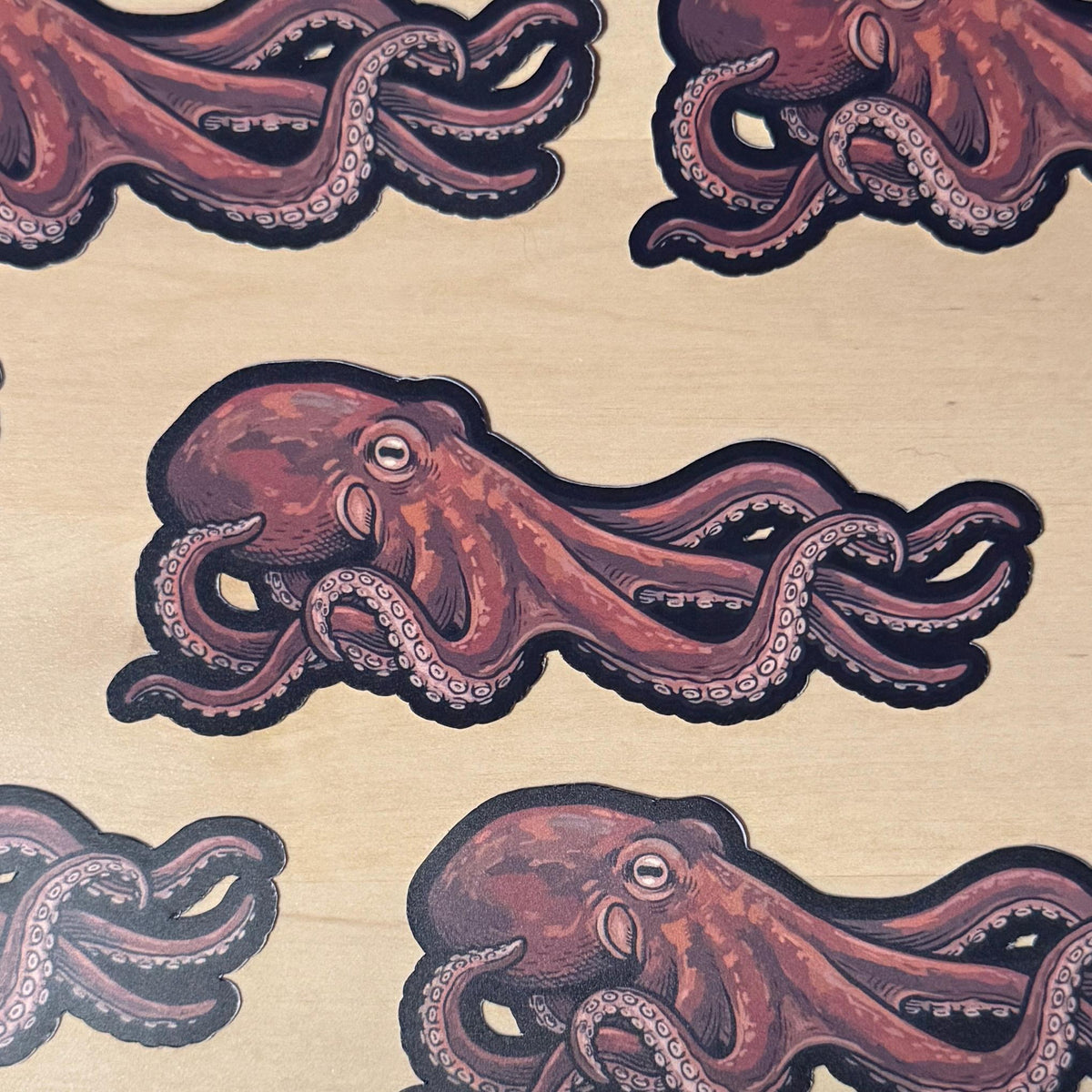 Giant Pacific Octopus sticker, scientific illustration – view 2