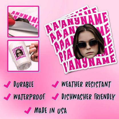 Custom funny face photo name sticker – view 6