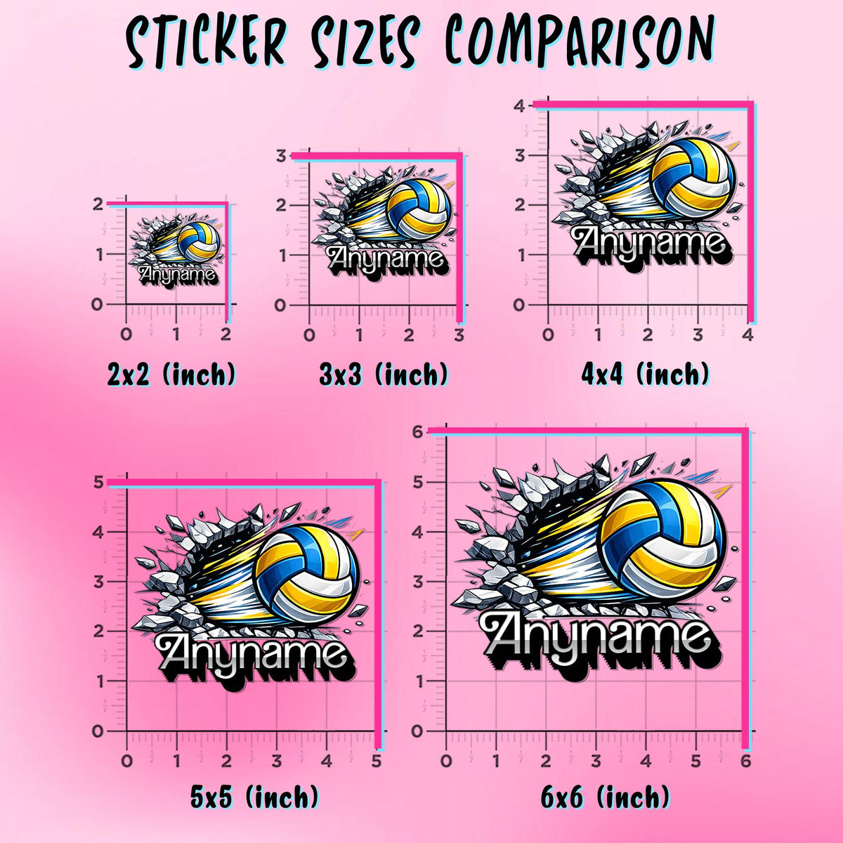 Custom Volleyball Splash Name Sticker by Stickreews — view 2