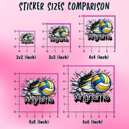 Custom Volleyball Splash Name Sticker by Stickreews — view 2