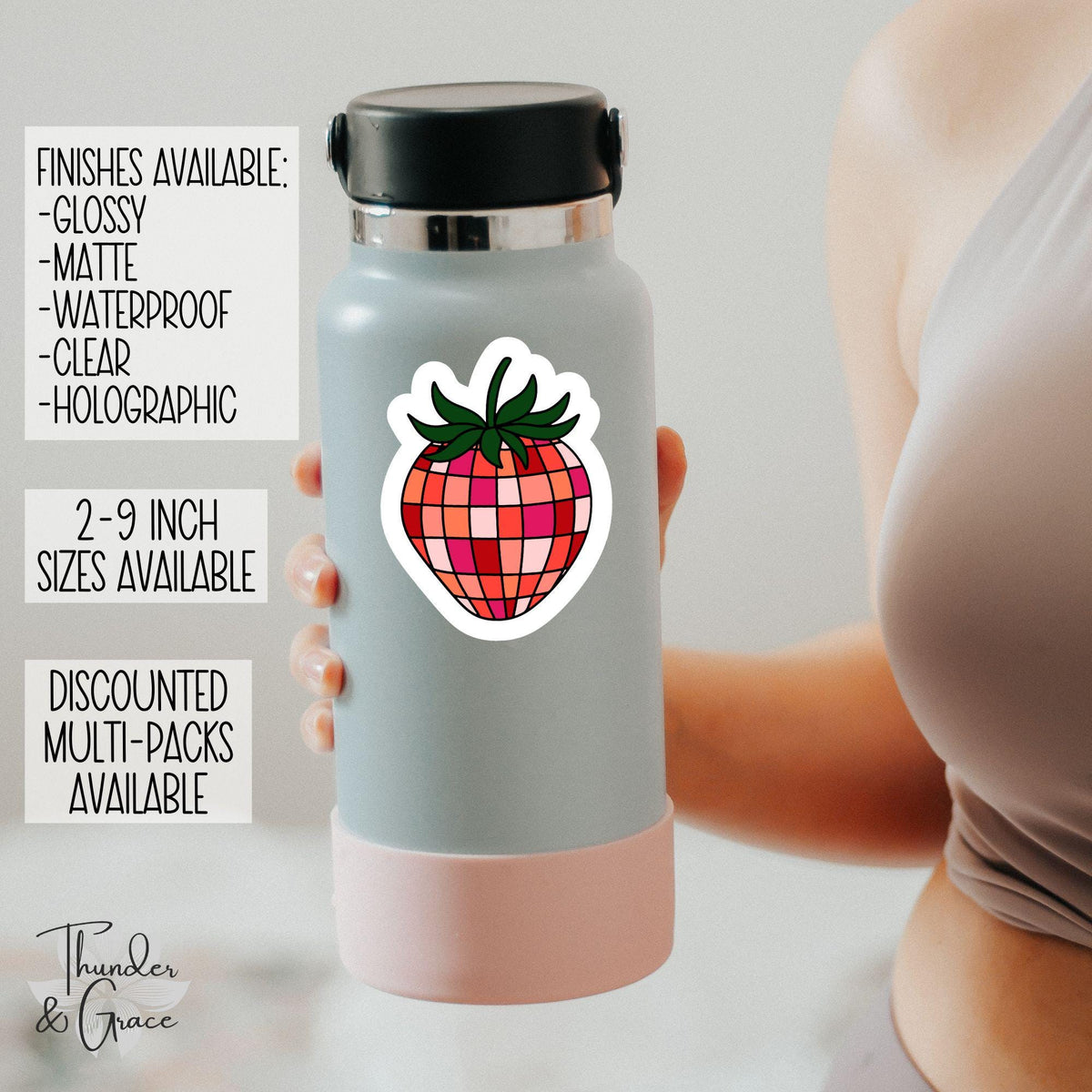 Strawberry Disco Ball sticker – view 2