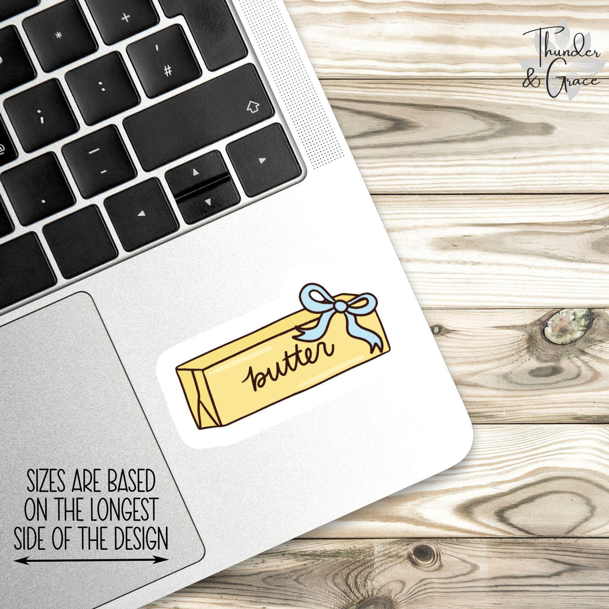 Butter Lover sticker, blue croquette bow – view 3