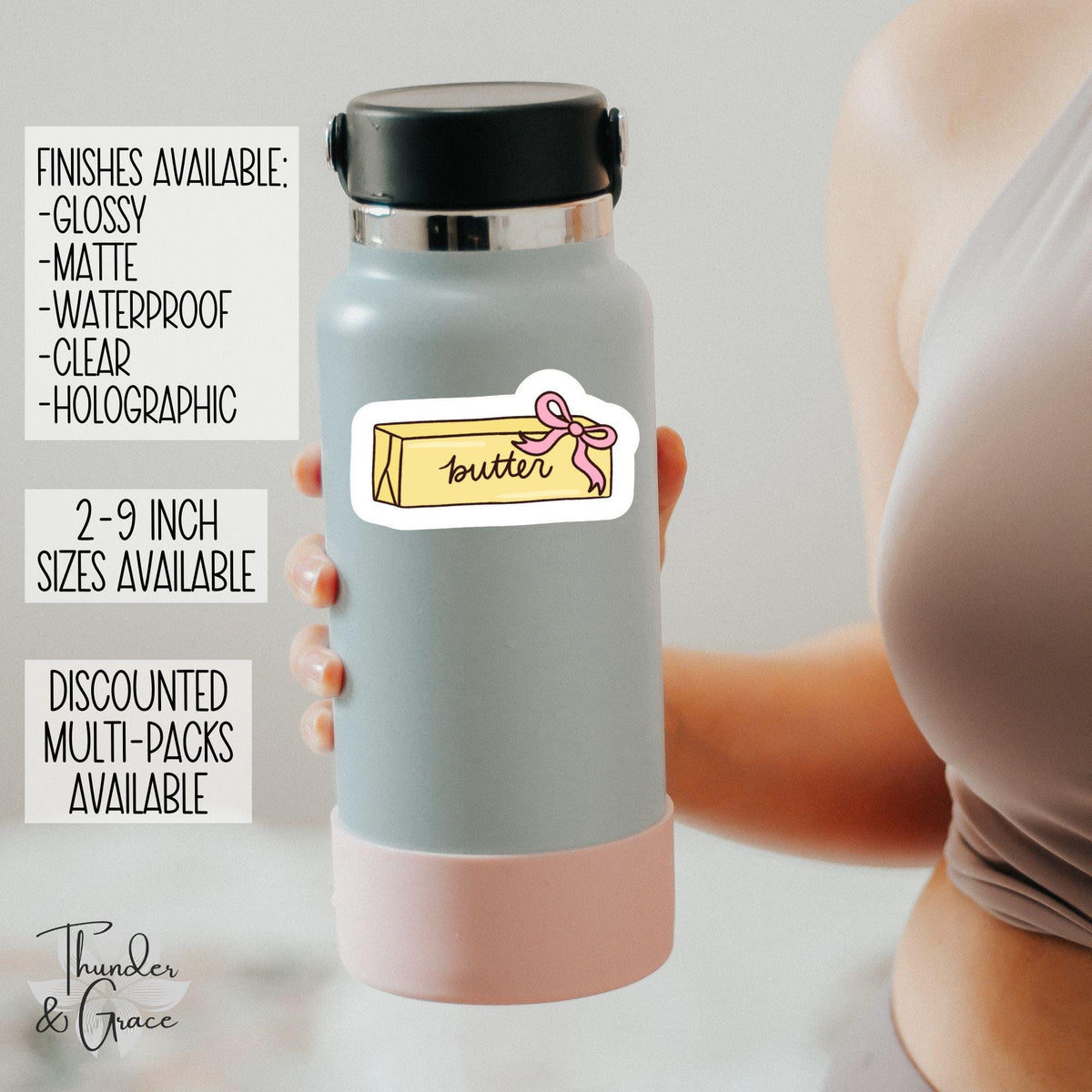 Butter Lover sticker, pink croquette bow – view 2