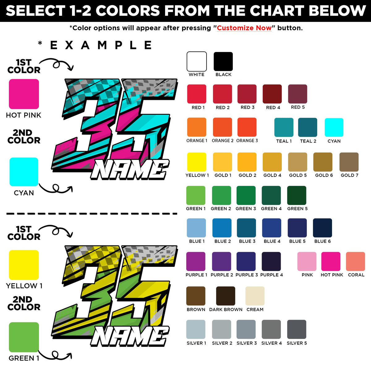 Custom lightning dirt bike sticker with a name and number – view 2