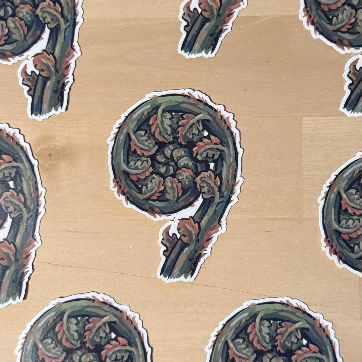Fiddlehead Fern sticker, western sword fern – view 2