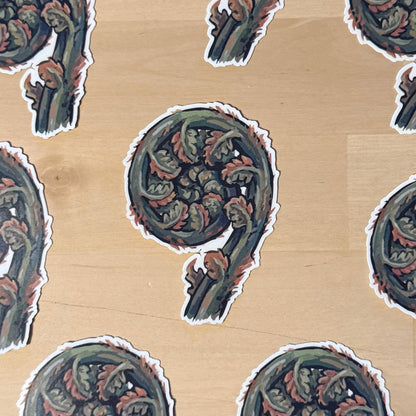Fiddlehead Fern sticker, western sword fern – view 2