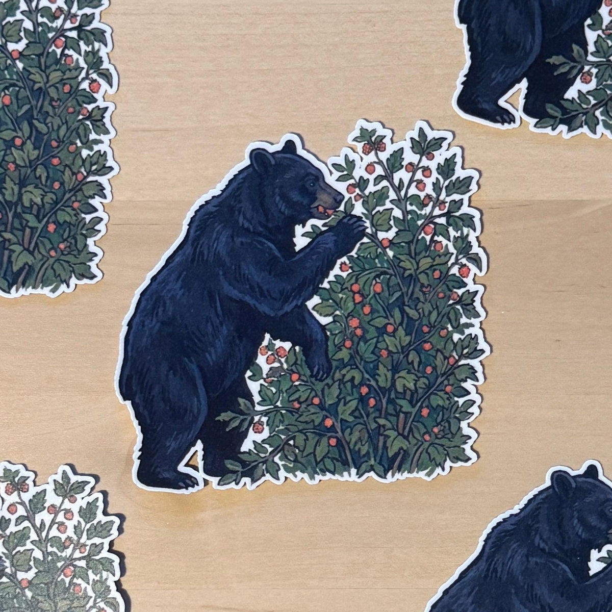 Black Bear Salmonberries sticker, foraging bear – view 2