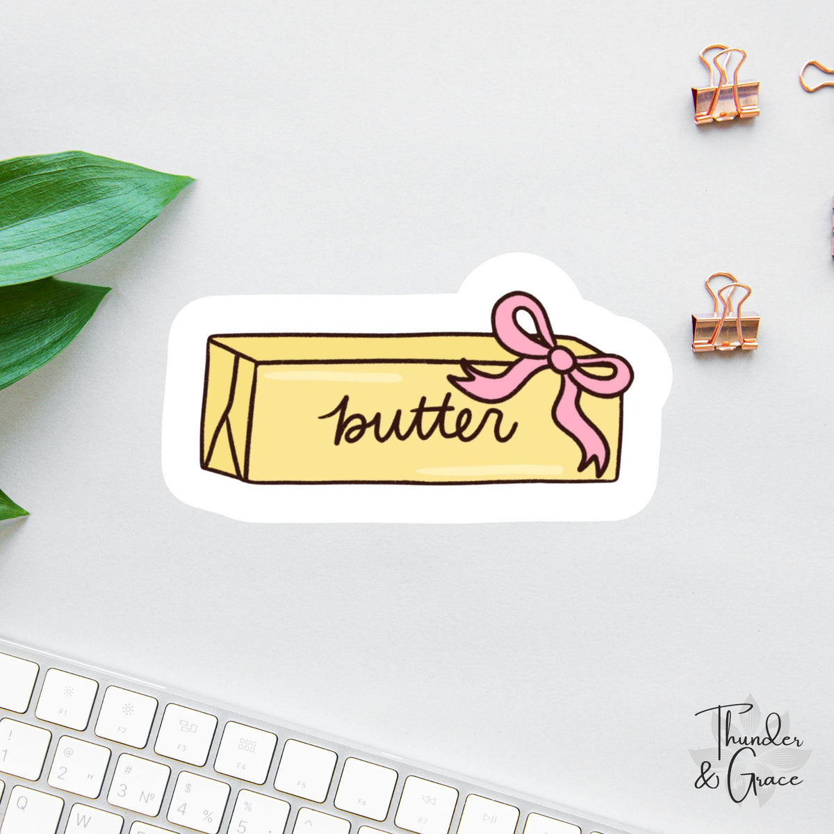 Butter Lover sticker, pink croquette bow