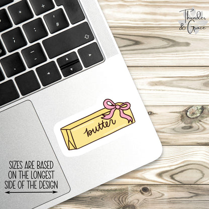 Butter Lover sticker, pink croquette bow – view 3
