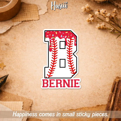 Custom baseball big letter initial sticker with a name
