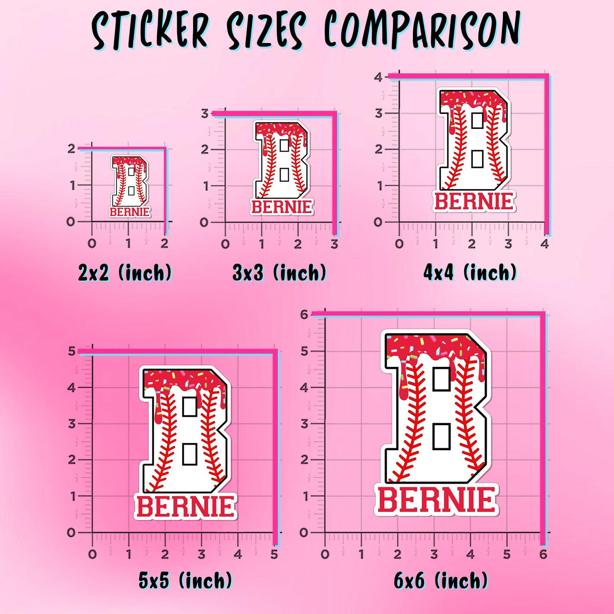 Custom baseball big letter initial sticker with a name – view 3
