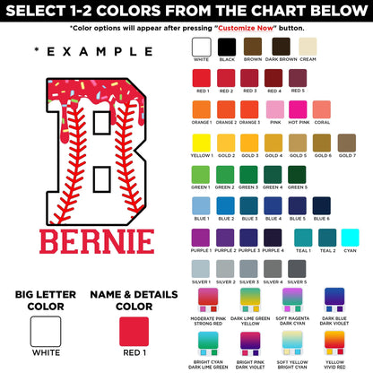 Custom baseball big letter initial sticker with a name – view 2