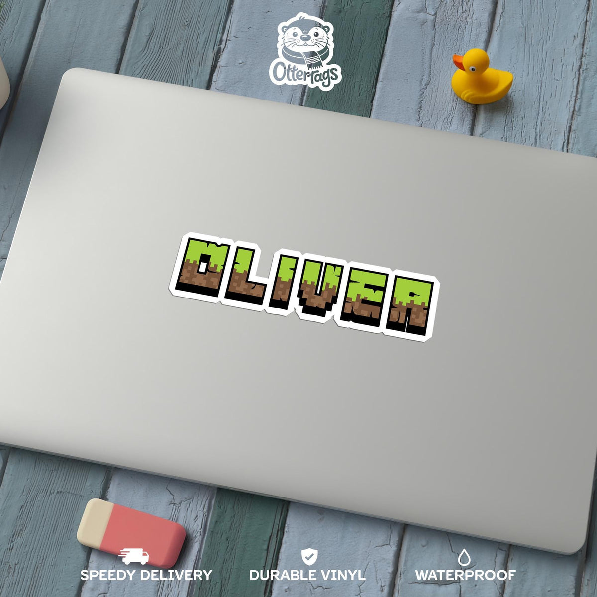 Custom Pixel Block Name sticker, gamer name label – view 2
