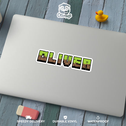 Custom Pixel Block Name sticker, gamer name label – view 2