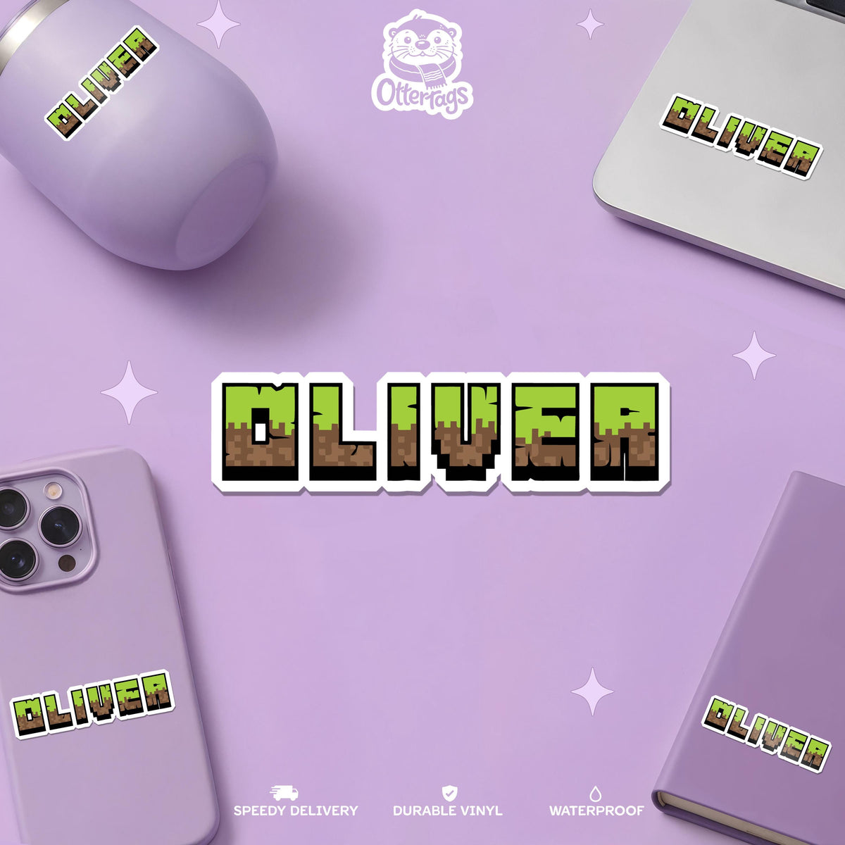 Custom Pixel Block Name sticker, gamer name label