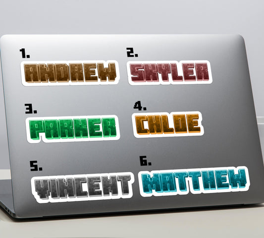Custom Pixel Block Name sticker, gamer name label