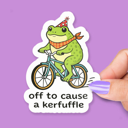 Off to Cause a Kerfuffle Frog sticker – view 2