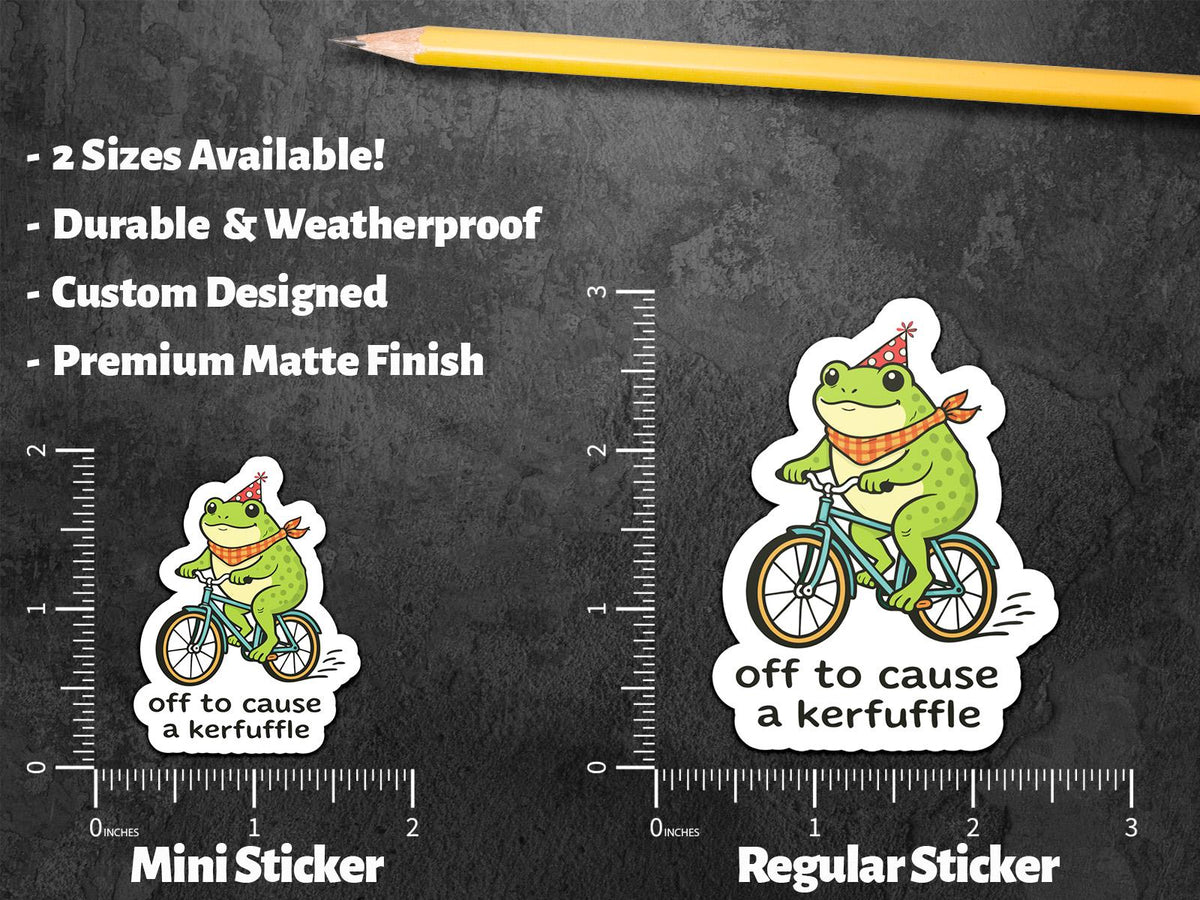 Off to Cause a Kerfuffle Frog sticker – view 3