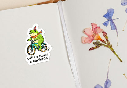 Off to Cause a Kerfuffle Frog sticker – view 4