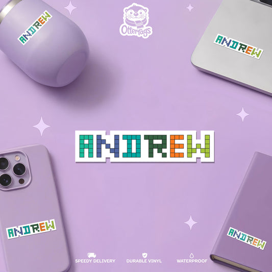 Custom Pixel Letter Name sticker, kids name label