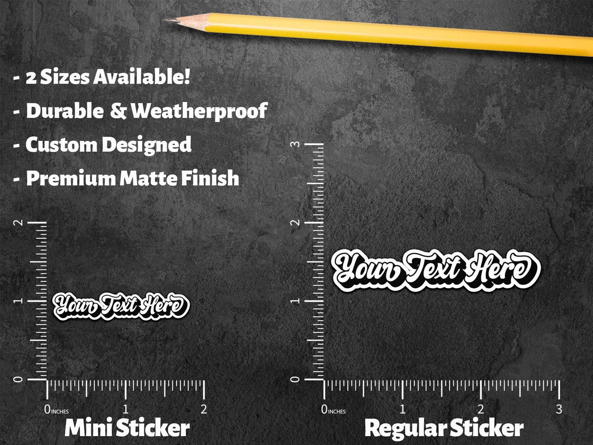 Custom Retro Script Name sticker, name label – view 2