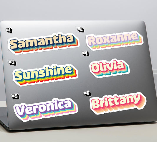 Custom Retro Gamer Name sticker, block letter personalized label