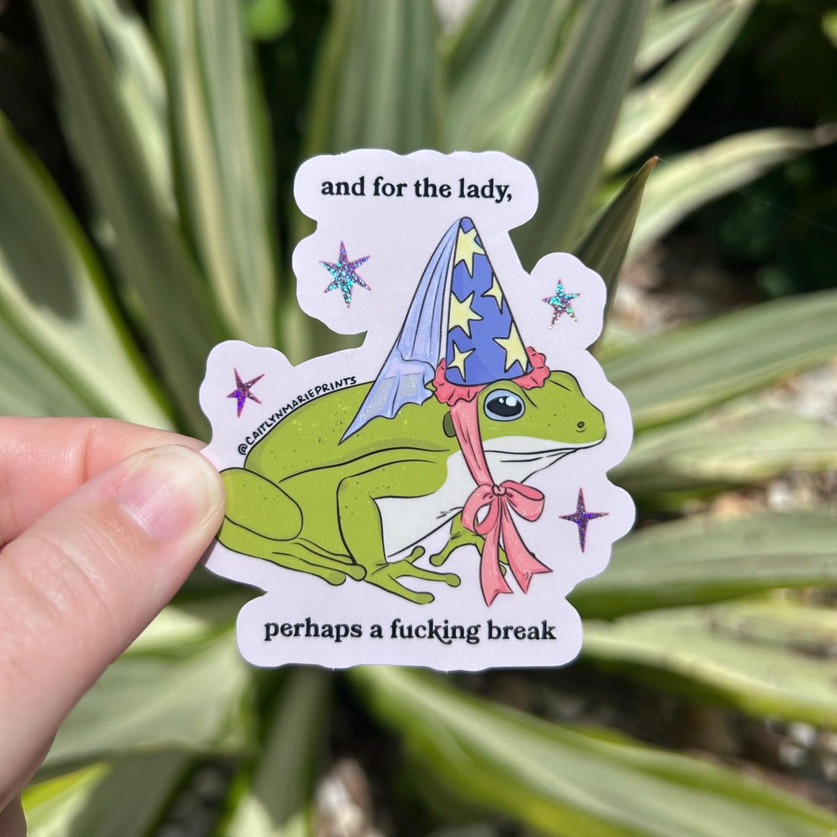 And for the Lady Frog Sticker die-cut vinyl sticker, funny animal gift – view 3