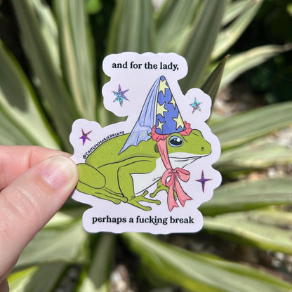 And for the Lady Frog Sticker die-cut vinyl sticker, funny animal gift – view 3