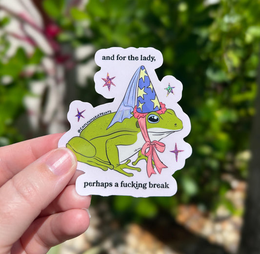 And for the Lady Frog Sticker die-cut vinyl sticker, funny animal gift