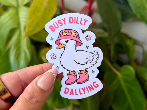 Busy Dilly Dallying Duck sticker