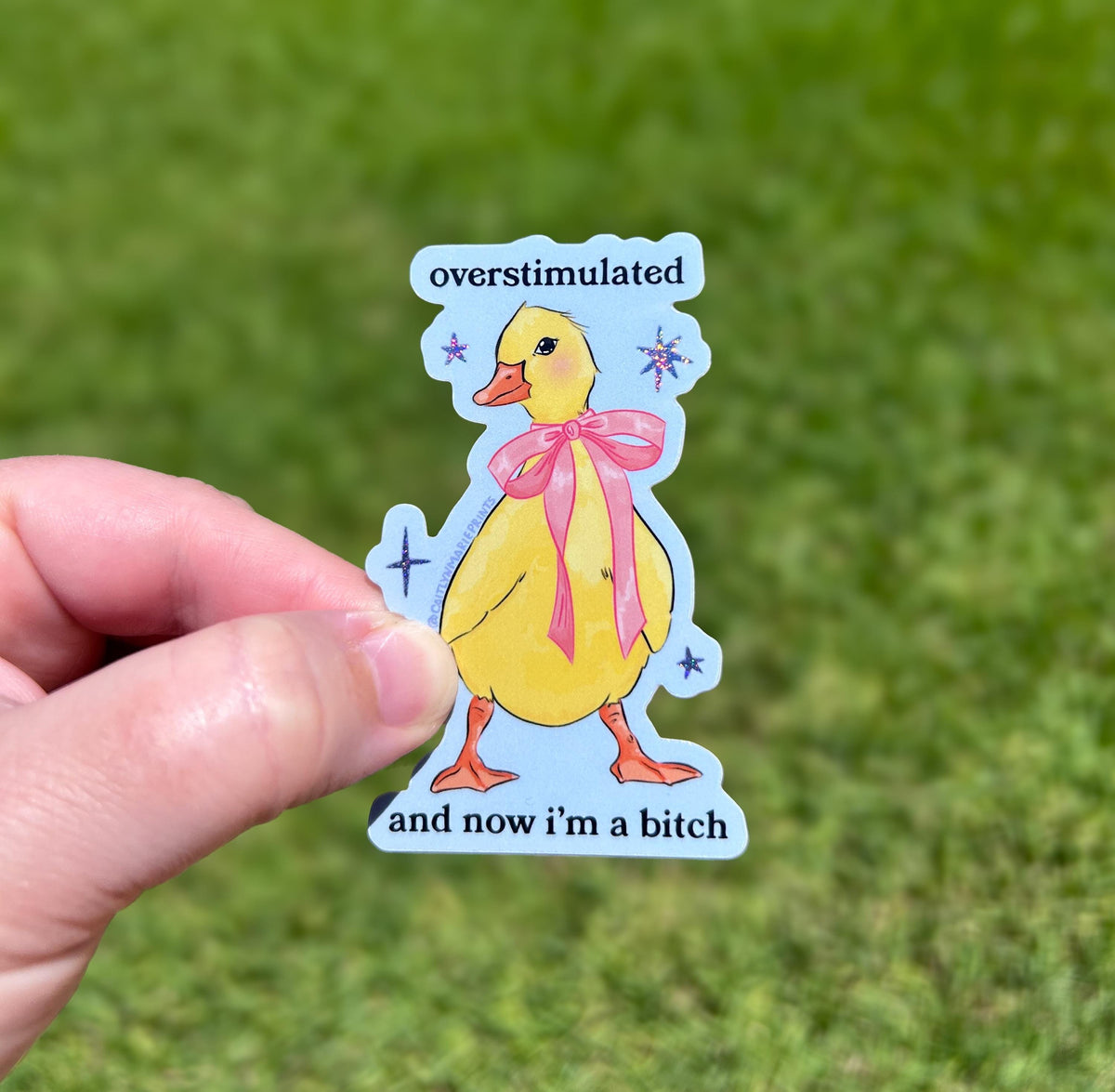 Overstimulated Duck Glitter Sticker glitter vinyl sticker