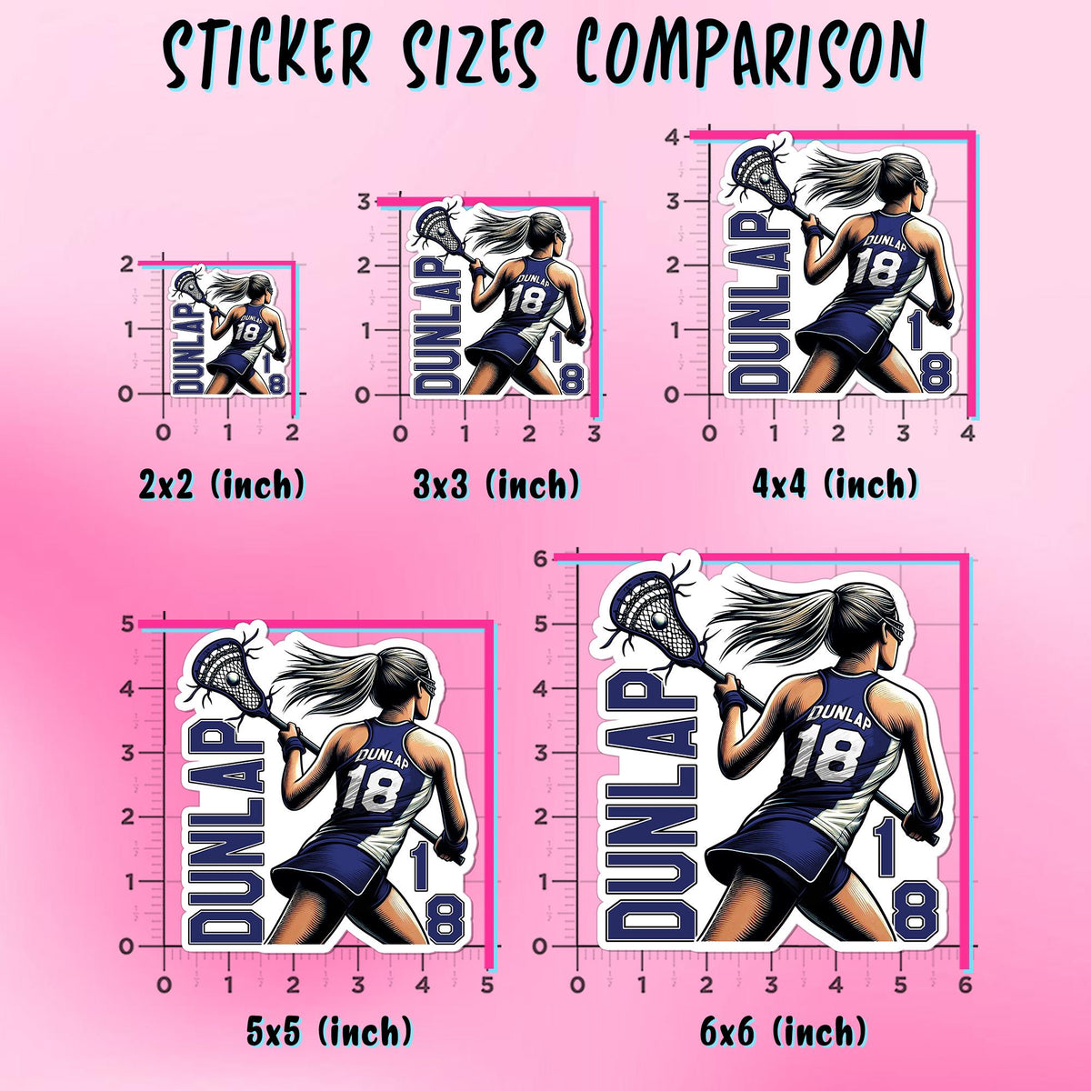 Custom lacrosse sticker with a name and number for helmets – view 6
