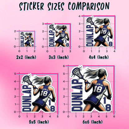 Custom lacrosse sticker with a name and number for helmets – view 6