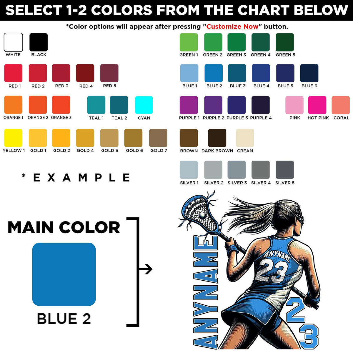 Custom lacrosse sticker with a name and number for helmets – view 2