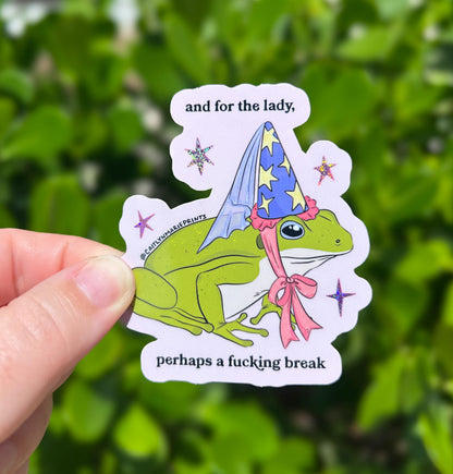 And for the Lady Frog Sticker die-cut vinyl sticker, funny animal gift – view 2