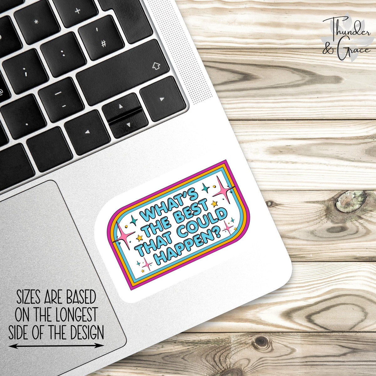 What's the Best That Could Happen sticker, retro words of affirmation – view 3