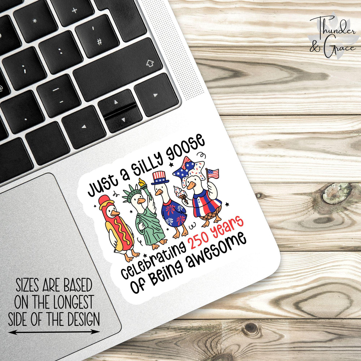 Just a Silly Goose sticker, celebrating america's 250th anniversary – view 3
