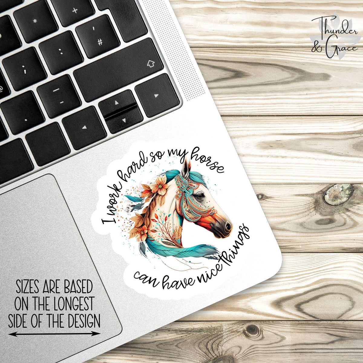 I Work Hard So My Horse Can Have Nice Things sticker, boho horse – view 3