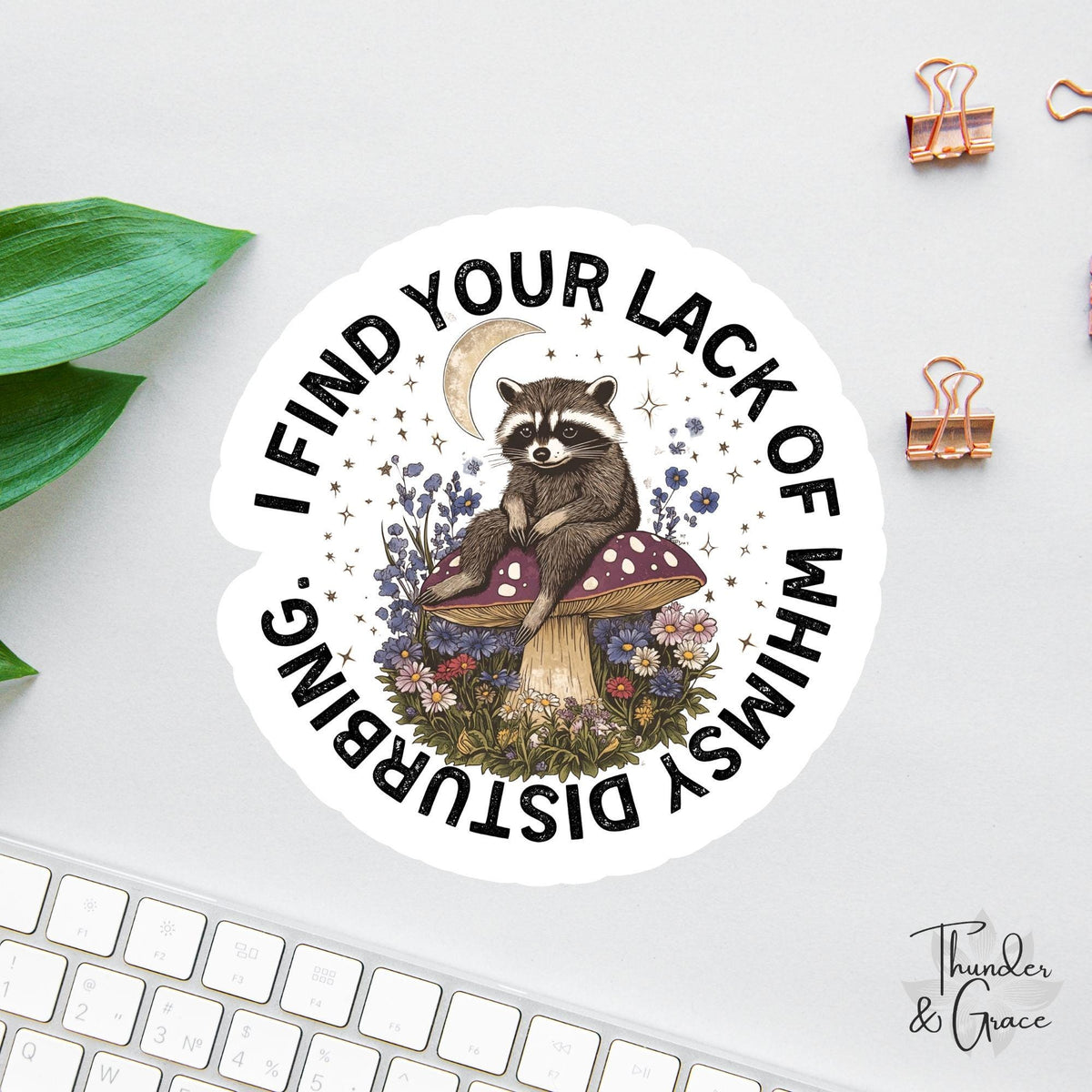 I Find Your Lack of Whimsy Disturbing sticker, vintage raccoon