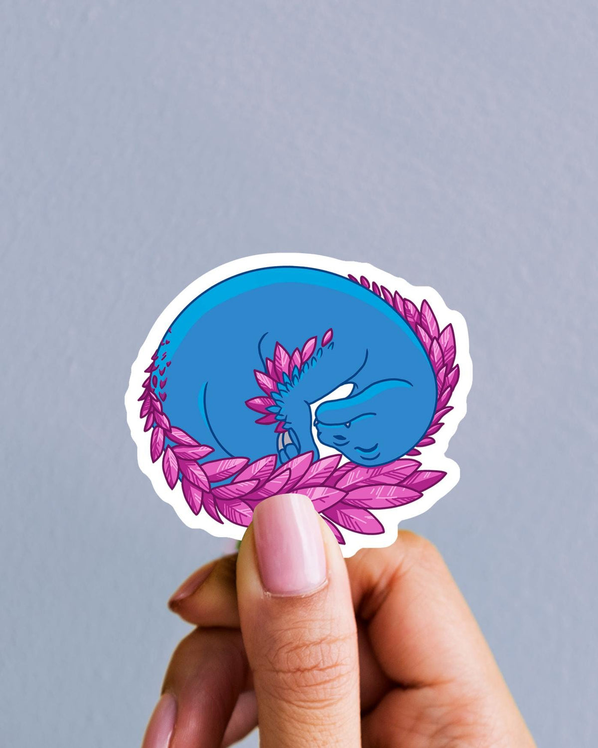 Baby Mongo Sticker – Blue & Pink Dinosaur