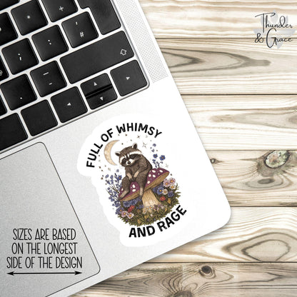 Full of Whimsy and Rage sticker, vintage raccoon – view 3