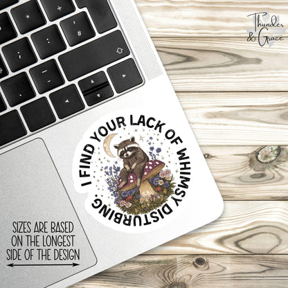 I Find Your Lack of Whimsy Disturbing sticker, vintage raccoon – view 2