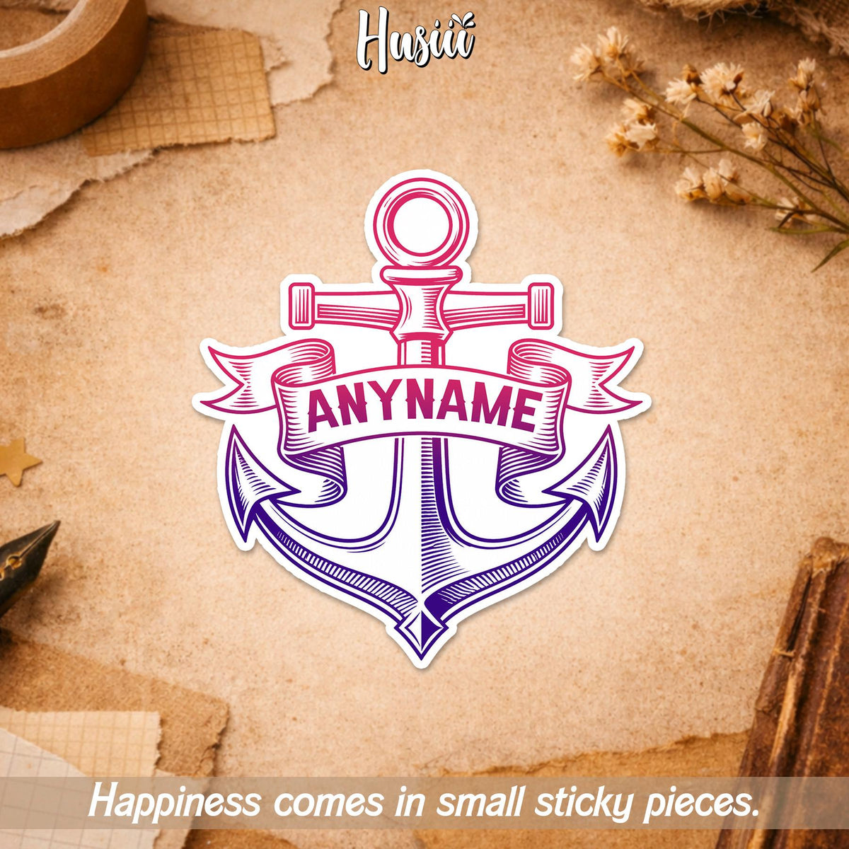 Custom nautical anchor sticker with a name